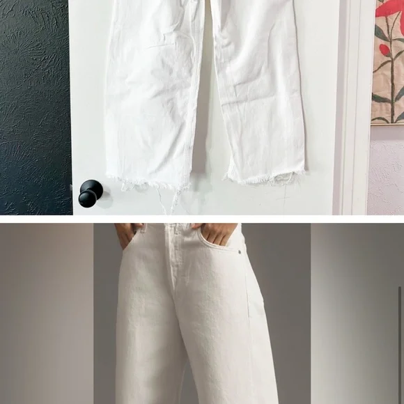 Citizens of Humanity Ayla Raw Hem Crop Jeans in Harlow White Size 27 - Picture 5 of 5